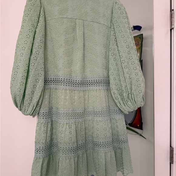 Alice + Olivia Mint Green Long Sleeve Eyelet Dress Alice + Olivia Mint Green Long Sleeve Eyelet Dress